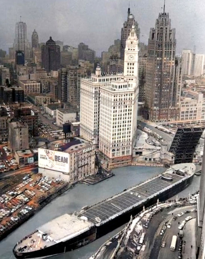 In 1953 The 600-Foot Long, 70- Foot-Wide Marine Angel Transited The Chicago River