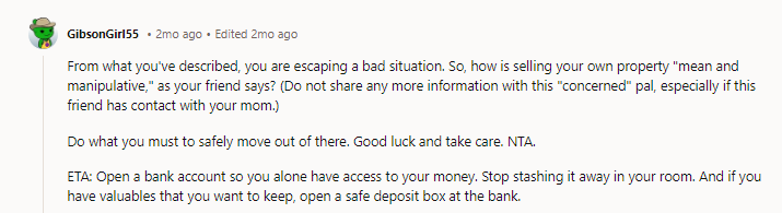 Is there a way for you to get hold of your ID and other legal documents? You wouldn't want to leave home without them. Again, good luck.