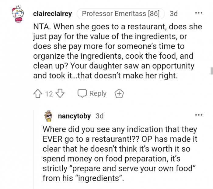 Your daughter saw an opportunity and took it