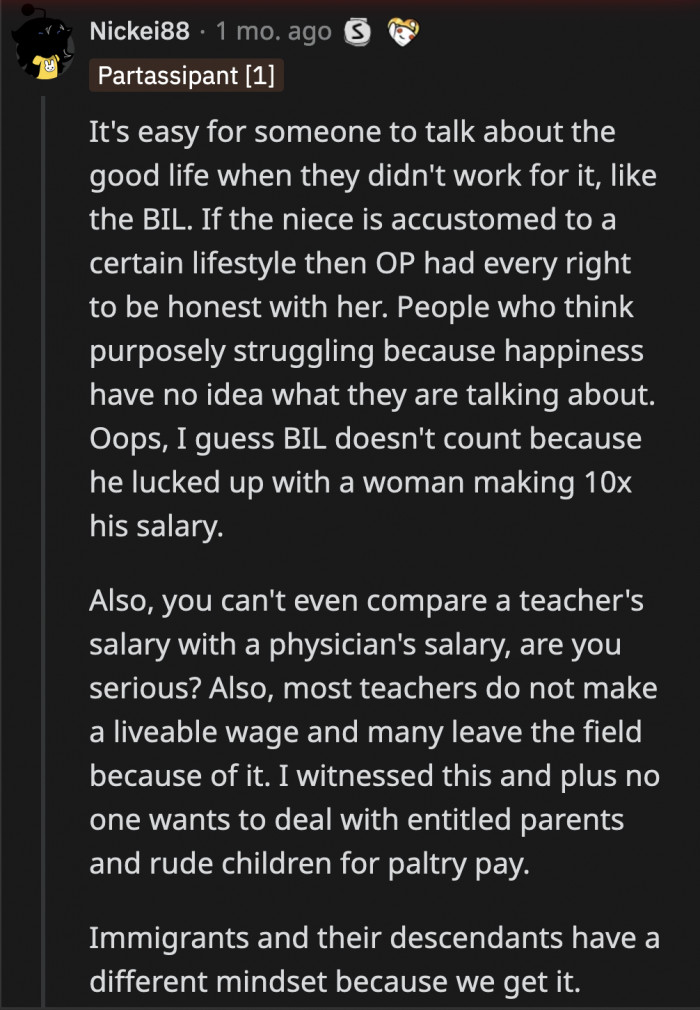 You can't really say that Bill doesn't work hard. He doesn't earn as much as his wife, but that doesn't mean he works any less.
