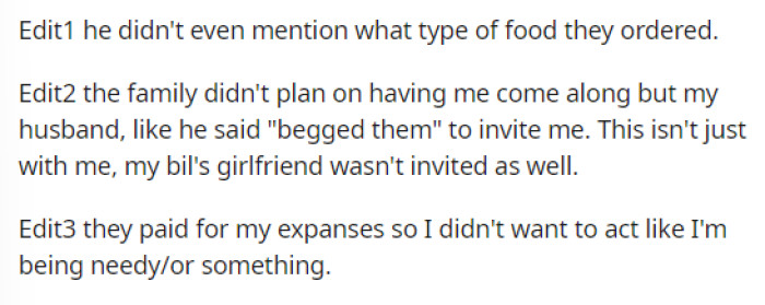 She added a few edits after reading some comments, feeling the need to clear things up.