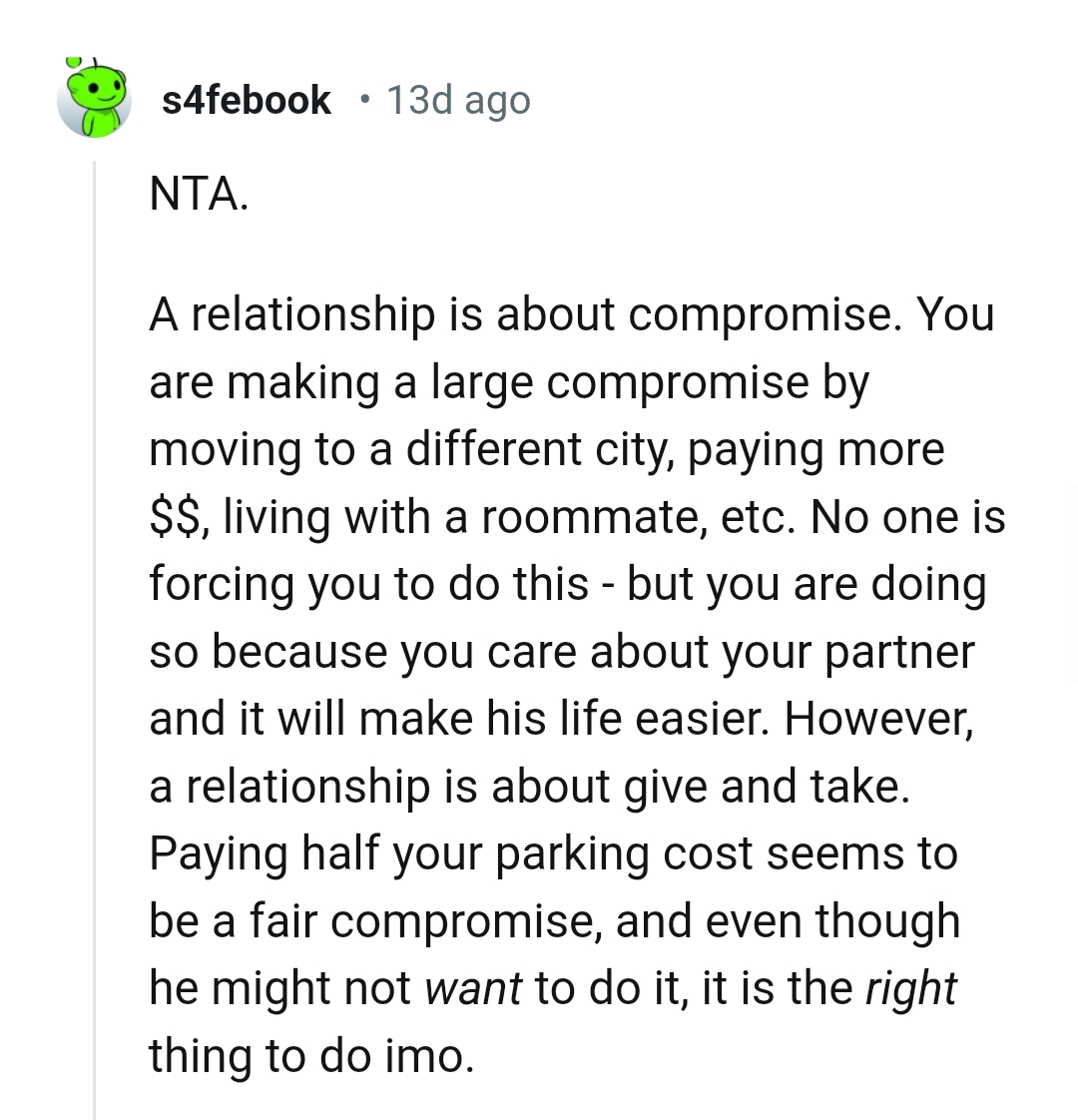 The OP is doing so because she cares about her boyfriend