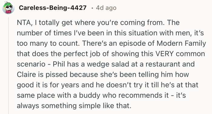“The number of times I’ve been in this situation with men, it’s too many to count.”