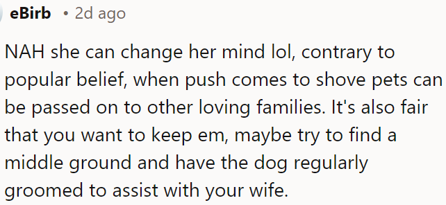 It's fair for OP to want to keep the dog.