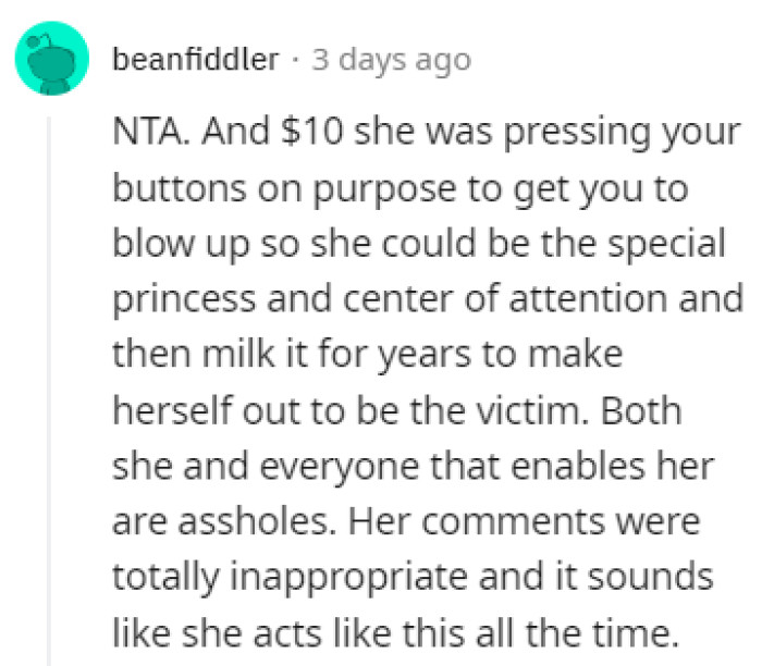 Making herself the victim