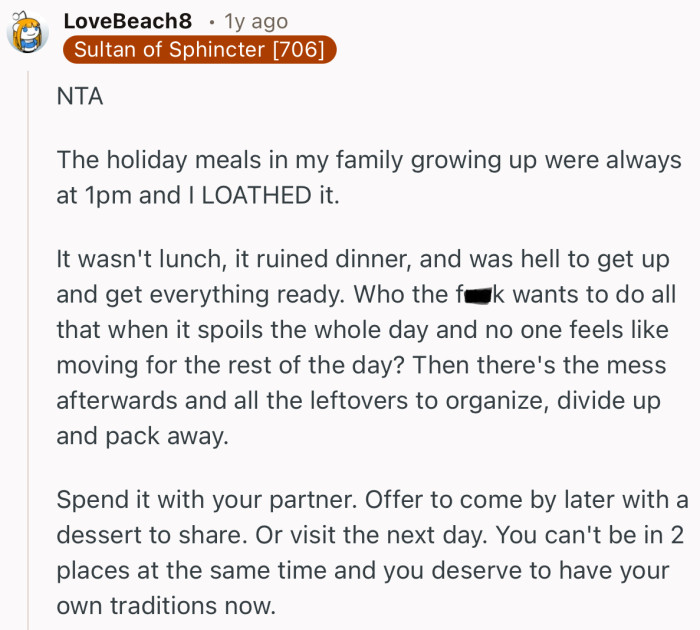 “Offer to come by later with a dessert to share. Or visit the next day.”