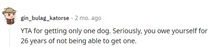 Enjoying a dog's companionship, especially after years of waiting, is well-deserved.