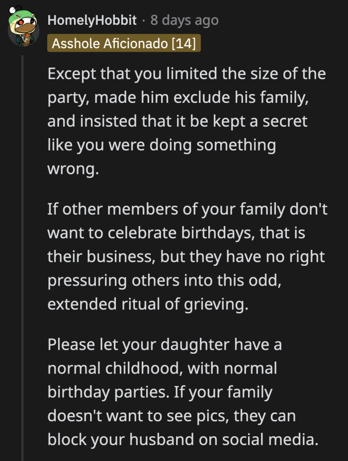 OP's anger is totally misdirected. Her husband has done nothing wrong, but OP is much more fearful of what her family thinks about her.