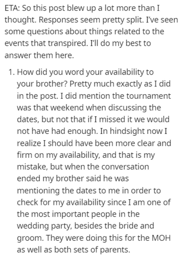 OP decided to answer some questions from the comments of the thread