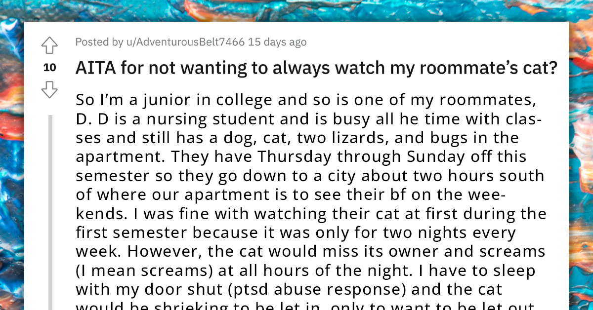 Redditor Refuses To Watch Their Roommate's Cat