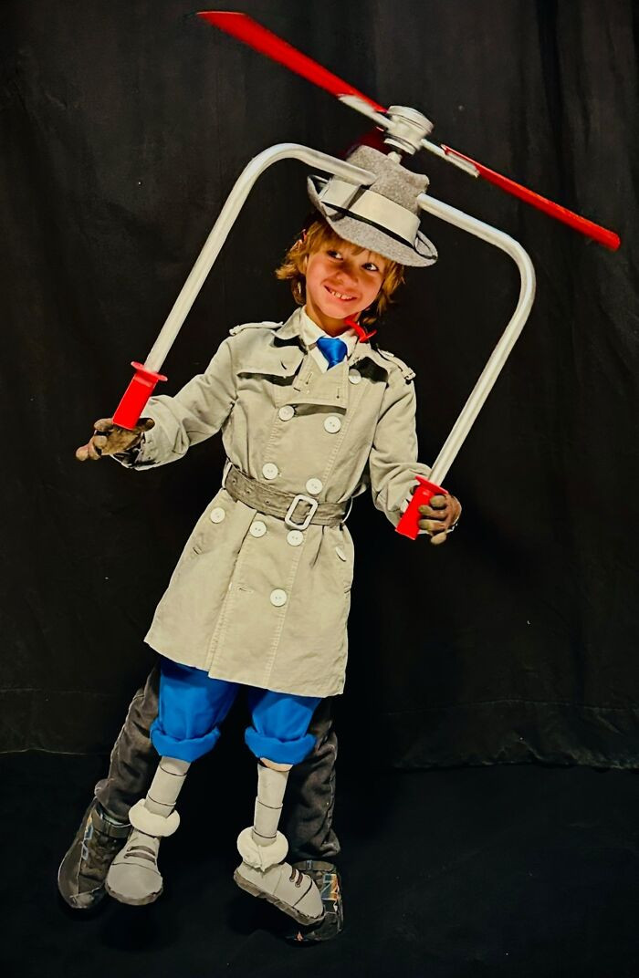 44. Go Go Gadget Helicopter! Inspector Gadget Costume With Motorized Propeller