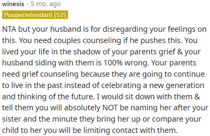 OP's husband is disregarding OP's feelings, causing tension between her and her parents.