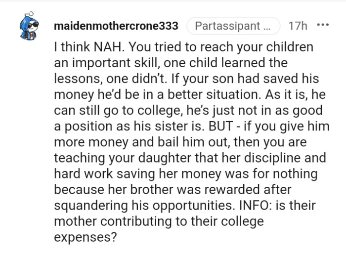 He's not in as good a position as the sister