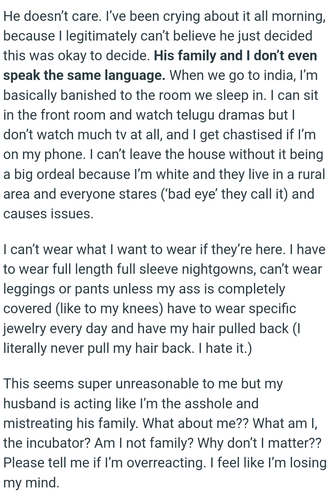 The OP can’t leave the house without it being a big ordeal because she's white