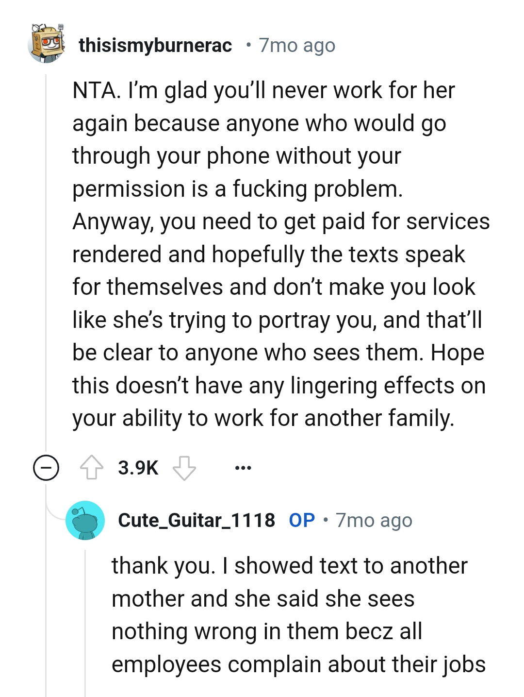 The OP needs to get paid for services rendered