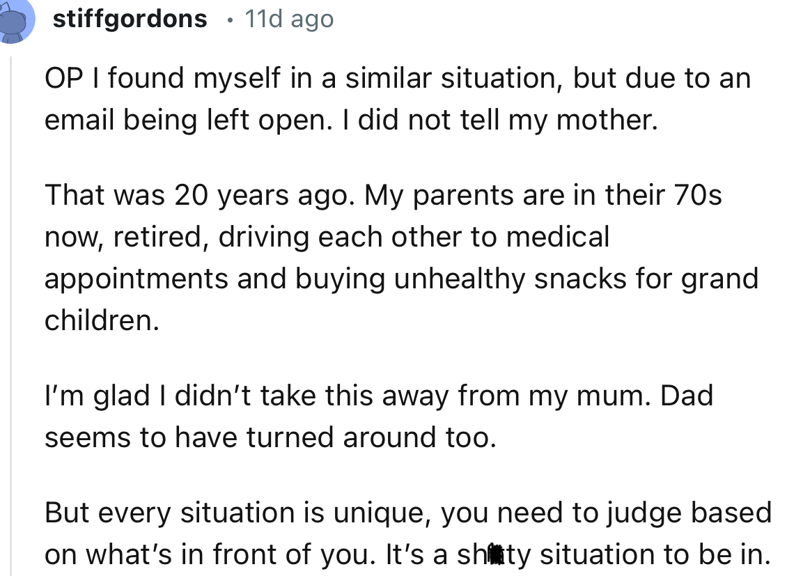 “Every situation is unique, you need to judge based on what’s in front of you. It’s a sh*ty situation to be in.”