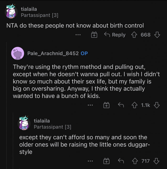 OP's family overshares just a little too much.