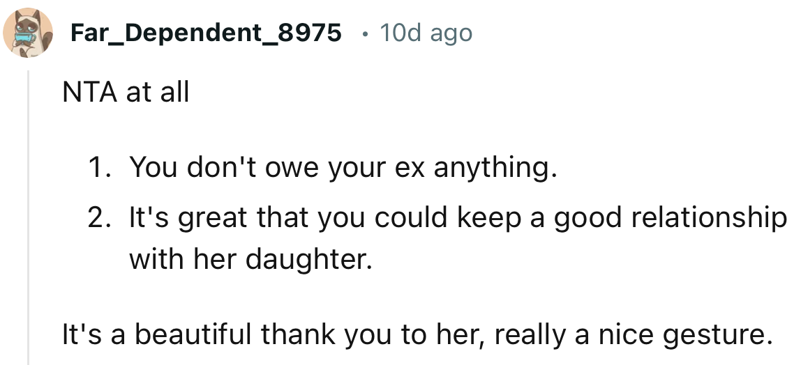 “It's a beautiful thank you to her, really a nice gesture.”