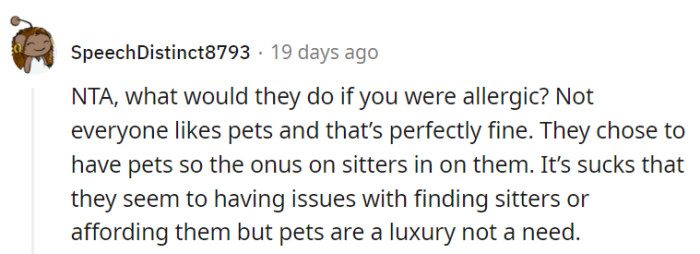 Pets are not a need.