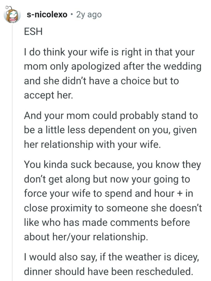 The OP knows that they don't get along