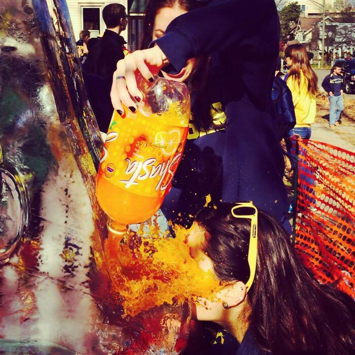 "My One Friend 'Helped' My Other Friend Use An Ice Luge To Drink At A Party Last Weekend"