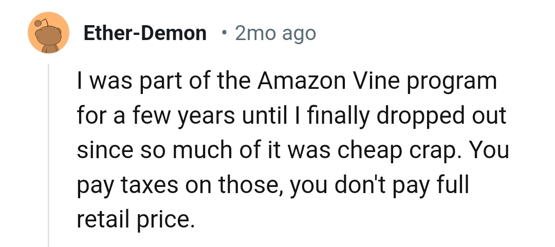 Someone from the Amazon Vine program