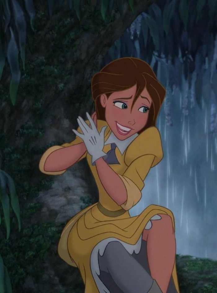 Jane Porter (Tarzan, 1999) is the brown-haired naturalist who follows the apes.
