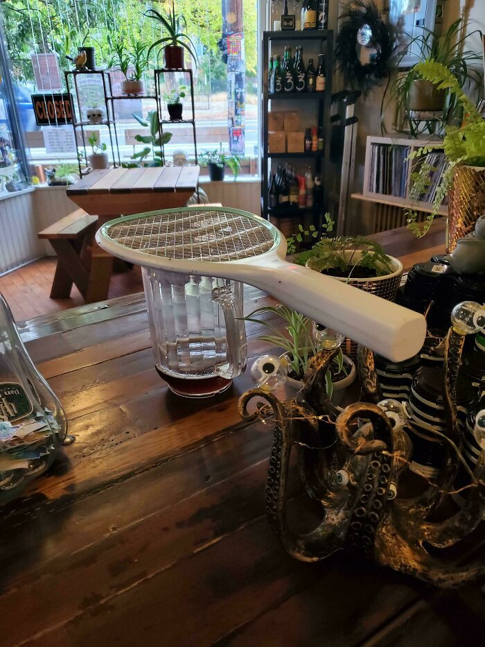 "Was Getting Annoyed By Fruit Flies At My Local Pub. They Have An Electric Fly Swatter And A Sweet Beer They Like. Hands Free"