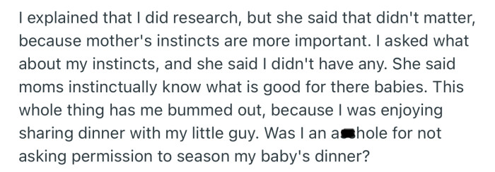 In her words, “Moms instinctually know what is good for their babies.”