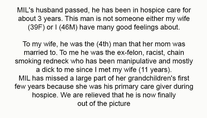 OP starts - MIL's husband passed