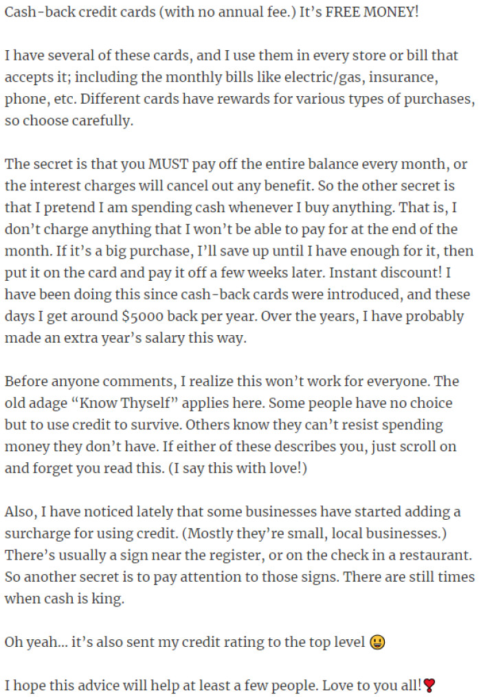 22. Cash-back credit cards