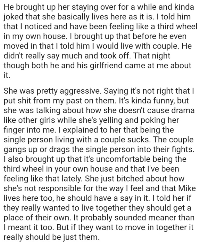 It's kind of funny to the OP, but she was talking about how she doesn't cause drama like other girls