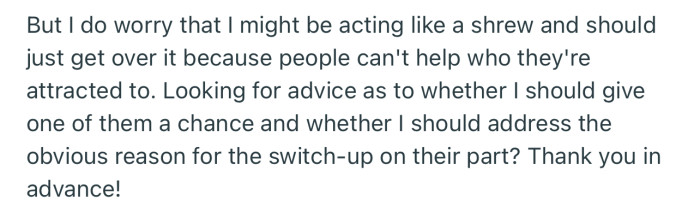 OP needs advice if she should give one of her admirers a chance