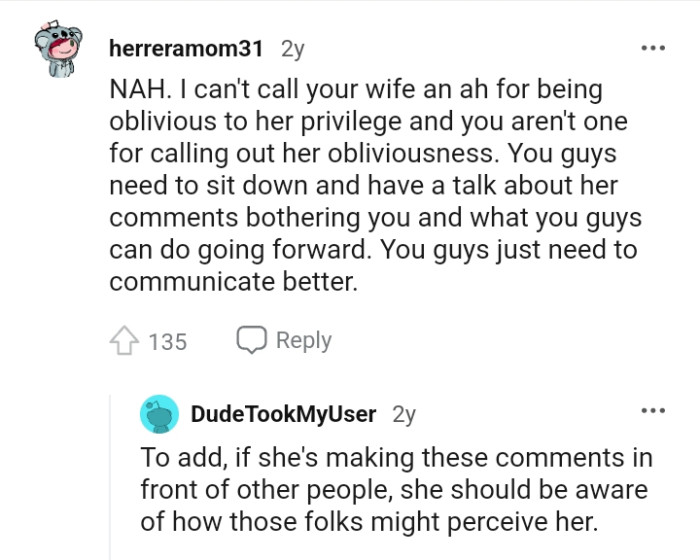 The OP and His Wife Just Need to Communicate Better