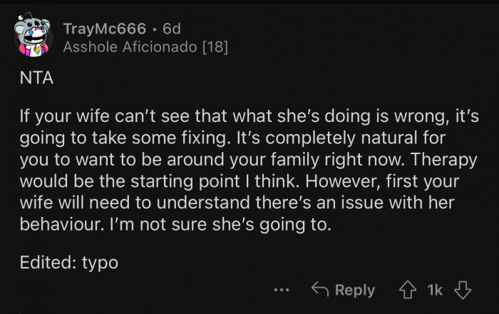 OP's wife needs to acknowledge that what she's doing is wrong.