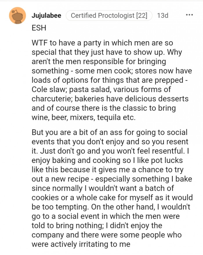 Just don't go and you won't feel resentful