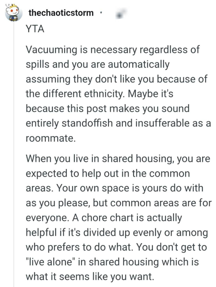 Helping out in common areas