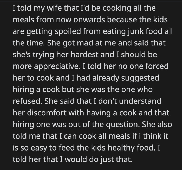 OP stayed up that night to meal prep a week's worth of healthy food for their family.