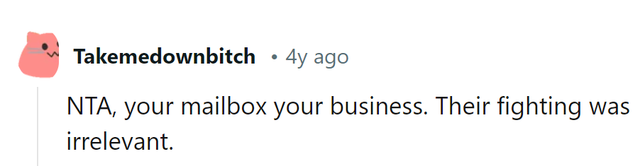 Mailbox drama: return to sender.