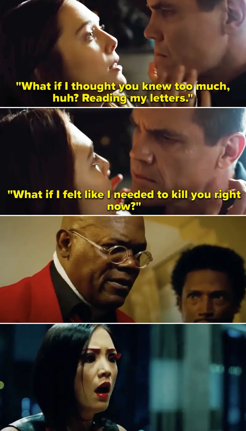 26. Oldboy, starring Josh Brolin (Thanos), Elizabeth Olsen (Scarlet Witch), Samuel L. Jackson (Nick Fury), and Pom Klementieff (Mantis)