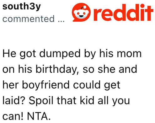 This kid deserved all four gifts since his mom didn't prioritize him on his special day.