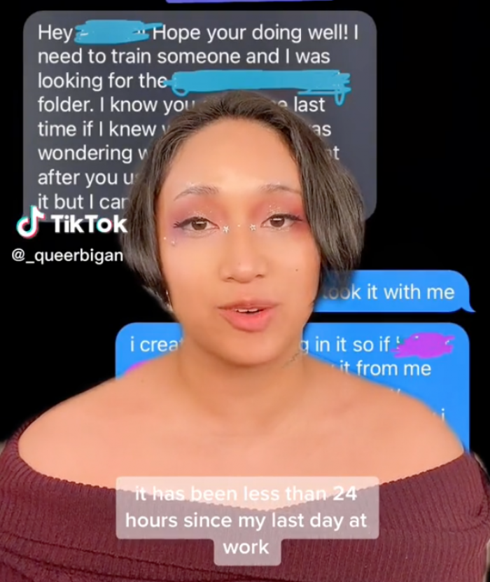 She's snitching on... herself.