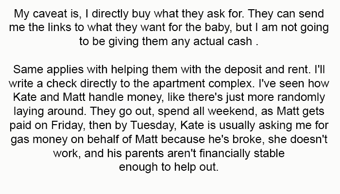 Kate is usually asking me for gas money on behalf of Matt because he's broke.