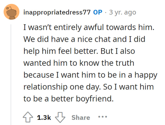 He did give him that father talk properly; his son wouldn’t just listen (though understandable because he just had a heartbreak).