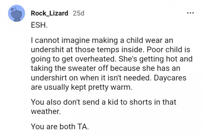 Daycares are usually kept pretty warm