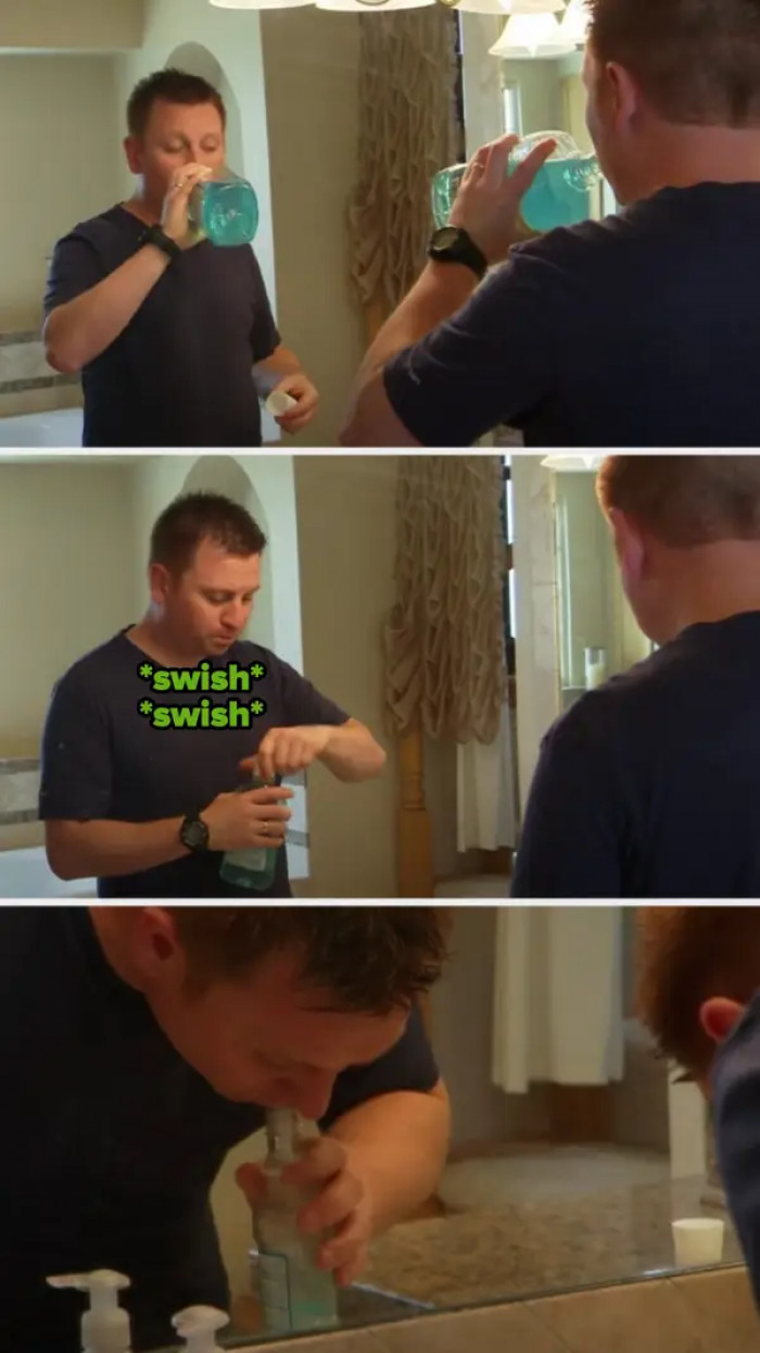 8. The frugal guy who reuses and drinks mouthwash to save a few dollars