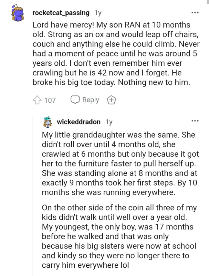 This Redditor is sharing how their baby started running at only ten months