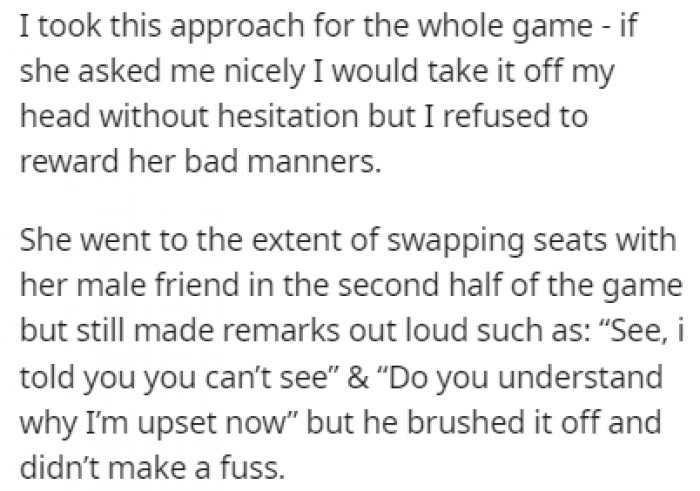 OP Didn't Want to Accommodate the Woman Because She Was Being Rude