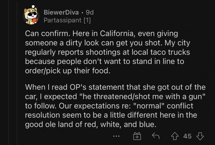 Thankfully, this was in Canada and no guns were involved.