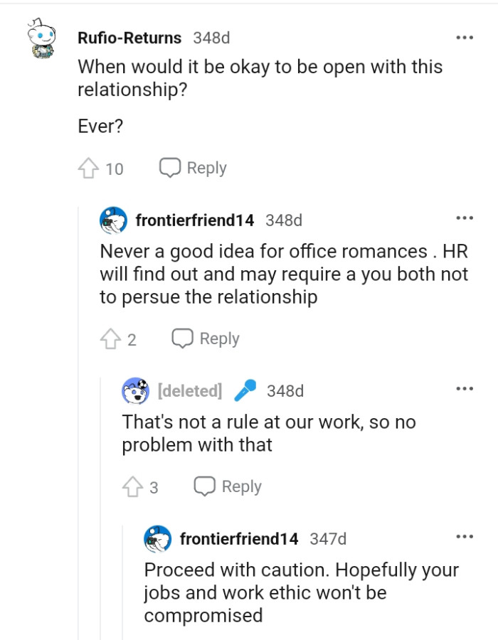 Never a good idea for office romances